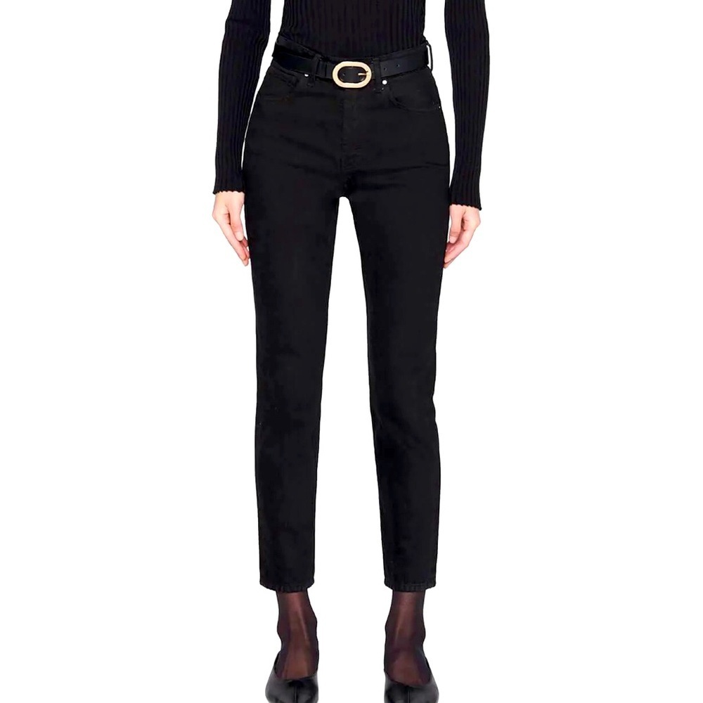 ANINE BING Sonya High Rise Straight Leg Cropped Jeans